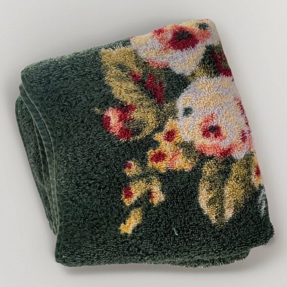 Ralph Lauren LOT OF 3 Green Floral Bathroom Towel Set 2 Bath 1 Hand Rose Vintage - Picture 4 of 16